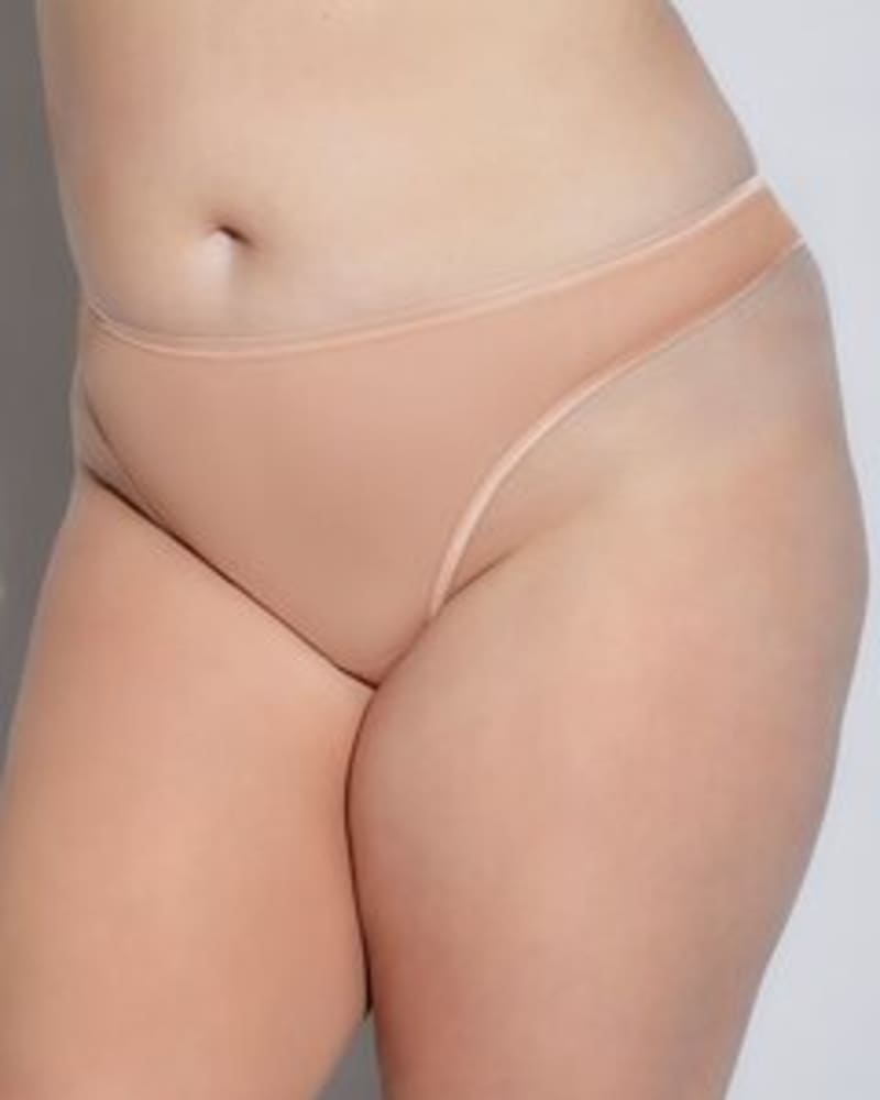 Front of a model wearing a size 1X Classic Mesh Thong in Cinque by Cosabella. | dia_product_style_image_id:253534